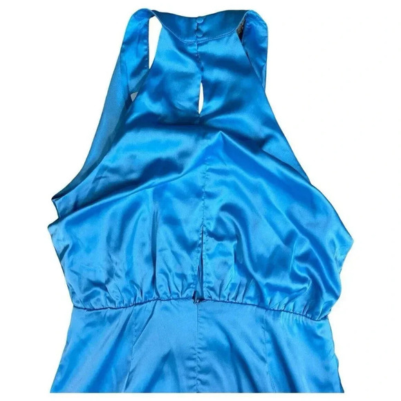Do + Be Collection V-Neck Wrap Summer Mini Dress Baby Blue Satin Size Small - Picture 9 of 15